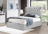 Lusso Fabric Bed with Lift Up Storage Dark Grey / White