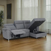 Dawson Fabric Electrical Recliner 2 Seater with Storage Chaise - Dark Grey