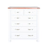 Hampshire 5 Drawer Tallboy White Solid Pine and Ash Wood Top