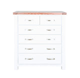 Hampshire 5 Drawer Tallboy White Solid Pine and Ash Wood Top