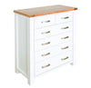 Hampshire 5 Drawer Tallboy White Solid Pine and Ash Wood Top