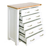 Hampshire 5 Drawer Tallboy White Solid Pine and Ash Wood Top