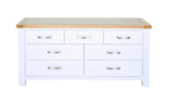 Hampshire 7 Drawer Dresser Mirror Only White Solid Pine and Ash Wood Top