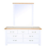 Hampshire 7 Drawer Dresser Mirror Only White Solid Pine and Ash Wood Top