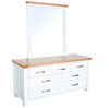 Hampshire 7 Drawer Dresser Mirror Only White Solid Pine and Ash Wood Top