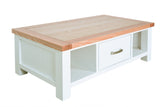 Hampshire 1 drawer Coffee Table White Solid Pine and Ash Wood Top