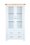 Hampshire Display 2-Door 2-Drawer Cabinet White Solid Pine and Ash Wood Top