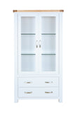 Hampshire Display 2-Door 2-Drawer Cabinet White Solid Pine and Ash Wood Top