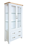 Hampshire Display 2-Door 2-Drawer Cabinet White Solid Pine and Ash Wood Top