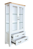 Hampshire Display 2-Door 2-Drawer Cabinet White Solid Pine and Ash Wood Top