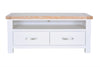 Hampshire 2 Drawer TV Unit White Solid Pine and Ash Wood Top