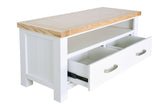 Hampshire 2 Drawer TV Unit White Solid Pine and Ash Wood Top