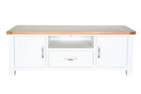 Hampshire 2 Drawer TV Unit White Solid Pine and Ash Wood Top