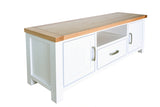 Hampshire 2 Drawer TV Unit White Solid Pine and Ash Wood Top