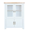 Hampshire 4-Door Display Cabinet White Solid Pine and Ash Wood Top