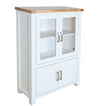 Hampshire 4-Door Display Cabinet White Solid Pine and Ash Wood Top