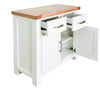 Hampshire Small Buffet White Solid Pine and Ash Wood Top