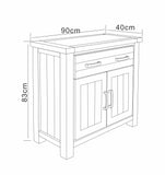 Hampshire Small Buffet White Solid Pine and Ash Wood Top