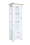 Hampshire Narrow Cabinet White Solid Pine and Ash Wood Top