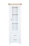 Hampshire Narrow Cabinet White Solid Pine and Ash Wood Top