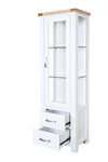 Hampshire Narrow Cabinet White Solid Pine and Ash Wood Top