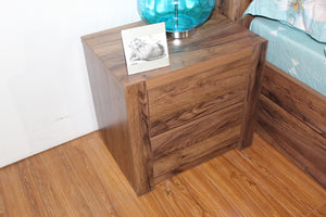 Urus Walnut MDF 2 Drawer Bedside Table