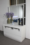 Paddington White 3 Drawer MDF Dresser with Mirror