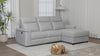 Dawson Fabric Electrical Recliner 2 Seater with Storage Chaise - Light Grey