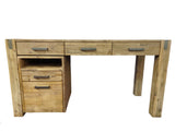 Silverstrike Rustic Desk with Drawer and File Cabinet Solid Acacia Wood