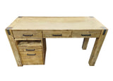 Silverstrike Rustic Desk with Drawer and File Cabinet Solid Acacia Wood