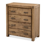 Silverstrike Rustic 4 Drawer Tallboy Solid Acacia Wood